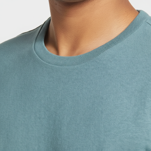 Col rond surdimensionné perdre fit hommes classique t-shirt peigné coton filé à anneaux fin jersey t-shirts - Product Image 1