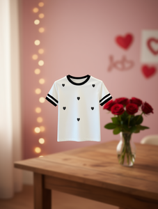 T-shirt da donna vestibilità ampia con stampa a cuori, girocollo, manica corta, casual, primavera estate, 100% cotone jersey - Product Image 2