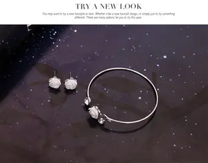 PUSHI neues Design Blumen schmuck Halskette Ohrring Armband Frauen Accessoires Halskette Set Frauen