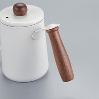 Pot à café à col de cygne en acier inoxydable avec manche en noyer de 350ml