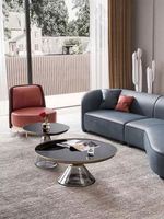 Meubles en verre Offre Spéciale Bell Table basse en verre trempé gris Table d'extrémité de chambre à coucher en prix de gros