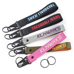 Custom Logo <b>Lanyard</b> Woven Embroidered Short Keychain Motorcycle Wrist <b>Lanyards</b> with Custom Eagle Hook Promotional Carabiners - Product Image 3