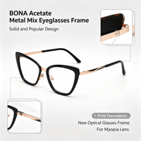 Monture de lunettes BONA en acétate et métal, design solide et populaire avec décoration imprimée, nouvelle monture optique pour verres de myopie