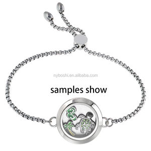 Toptan örnek 25mm paslanmaz çelik düz mıknatıs kapatma cam yüz + paslanmaz çelik geri ayarlanabilir zincir bilezik ile - Product Image 3