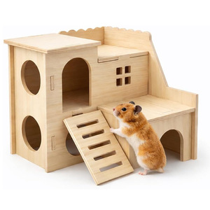 Hamster House Wooden Pet Hideout With <b>Slide</b> And Climbing Features For <b>Small</b> Pets - Product Image 4