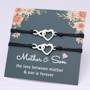 Braccialetti in Acciaio Inox per Madre Figlia <span class=keywords><strong>Figlio</strong></span> con Charm a Farfalla Cuore Soffione Infinito Bracciali Intrecciati per Coppie - Product Image 2