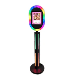 new arrival oval Ipad photo booth portable DSLR selfie booth RGB light machine camera video portable mirror photo booth warranty