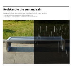 Banco de parque moderno al aire libre para patio, taburete de descanso para zona de fumadores larga, silla de fila de tocador de <span class=keywords><strong>baño</strong></span> de acero inoxidable, Metal duradero - Product Image 4