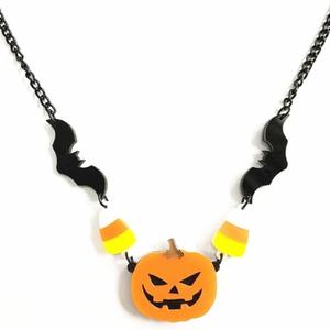 Collar con Colgante de Murciélago y Calabaza de Acero Inoxidable, Estilo Punk, para Mujer, Accesorios Personalizados, Joyería de Moda, Regalo de Halloween - Product Image 1