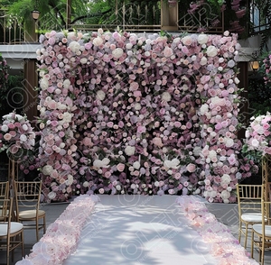 Oler tổ chức sự kiện trang trí lối vào Backdrop Đứng Hoa Đỏ Burgundy Vòng hoa đám cưới Hoa vòm - Product Image 6