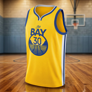 Maillot de basketball unisexe Golden State for Bay 30 sans manches, en maille respirante, col en V, en Spandex/Coton imprimé, anti-bactérien - Product Image 3