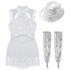 12-16 Conjunto de ropa de baile para niños para competición Ropa de baile de escenario para niñas Vestidos de traje de baile de Jazz Latino - Product Image 3