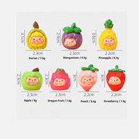 Groothandel 3d Hars Fruit Kawaii Dragon Durian Perzik Pop Microlandschaft Hars Ambachten Voor Decoratie