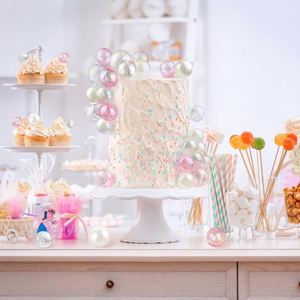 Plastic Transparent Ball Silver White Pink for Different Size Beautiful Romantic Baked Cake and Birthday Cake Decoration - Product Image 5