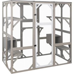 Petscosset 71 Catio all'aperto recinzione per gatti grande casetta in legno con 5 platper - Product Image 3