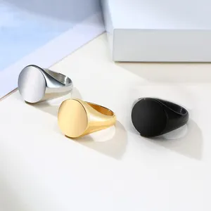 2022 Fashion Jewelry anelli con sigillo in oro 18 carati Unisex con incisione personalizzata in acciaio inossidabile