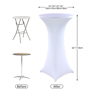 Multicolor Spandex High Bar Table Covers Cocktail Table Lines Wedding Tablecloth 30 Inch White Round Table Cloth for Party Pub - Product Image 2
