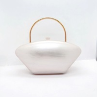 Sac à main classique pour femme en acrylique, forme trapèze, avec fermeture magnétique, pour dîner, mariage, couleur coquillage, en polyester, pour tous les jours