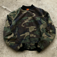 Chaqueta de Mezclilla de Camuflaje Personalizada de Fábrica, Chaqueta Bomber Corta de Camuflaje con Forro de Satén para Hombre