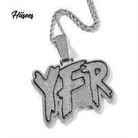 Pendentif personnalisé YFR avec lettres en zircon 3D 5A, style hip-hop, chaîne à maillons pour hommes, fabriqué sur mesure