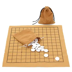 Fiesta <span class=keywords><strong>Xiangqi</strong></span> tablero portátil Go juego tablero de ajedrez Vintage chino ajedrez Go PU tablero de cuero para juego de ajedrez asiático - Product Image 1