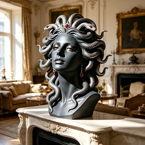 Scultura Personalizzata BZY del <span class=keywords><strong>Busto</strong></span> di Medusa, <span class=keywords><strong>Statua</strong></span> in Resina Nera Opaca per Interni ed Esterni, Decorazione Gotica per Showroom, Piazze, Casa - Product Image 5