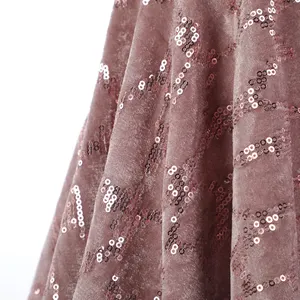 Tissu de dentelle de velours à paillettes Inde poly tissu de dentelle d'élasthanne tissu de velours à paillettes en gros