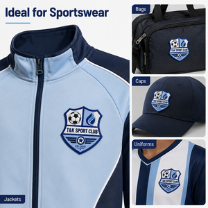 Parche de PVC TPU 3D multicapa personalizado OEM, insignia de escudo de cuatro paneles para club de fútbol, para coser o planchar en camisetas, chaquetas, gorras y bolsos - Product Image 3
