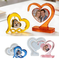 Moule en silicone pour cadre photo en forme de cœur, outils de fabrication pour support d'affichage de photos en résine époxy DIY, ornement de table pour décoration de cadeaux