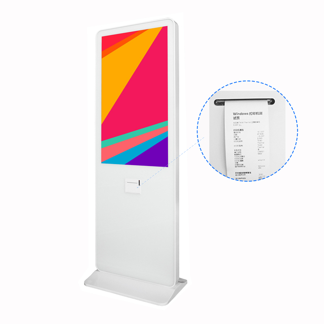 Aiyos 42 43 Inch Advertising Display Monitor Interactive Ticket Printing Kiosk with 80mm Thermal Printer
