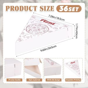 Boîtes à pizza blanches jetables pour tranches individuelles, barquettes individuelles pour tranches de pizza, supports pour une seule portion, pour anniversaires, mariages, fournitures de fête - Product Image 2