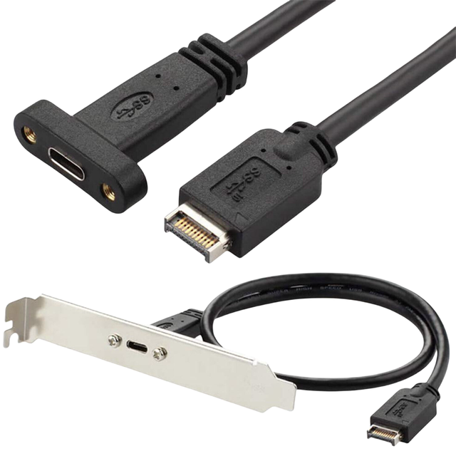 10Gbps USB 3.1 A-key Type-E to Type-C Motherboard Header Extension Cable Back Panel 19 Pin 20 Pin Type E to C Connector Bracket