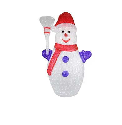 2022 Holiday Decoration Acrylic Led Christmas Snowman 3d Acrylic Sculpture Snowman Light Christmas Decoration