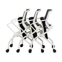 Chaises en maille, siège de réception avec roulettes à roulettes et bras pour le bureau, pliable, pour salle de réunion