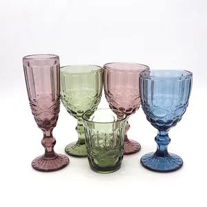 Individual vintage colored decorative wine glasses
