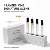 Boîte cadeau personnalisée en papier blanc pour kit découverte de parfums, plateau intérieur en papier avec pelliculage mat, logo noir estampé à chaud