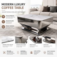 Table basse KTV minimaliste haut de gamme en acier inoxydable finition miroir pour mobilier de divertissement commercial