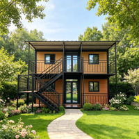 Casa Contenedor Expandible de Lujo de 2 Pisos, Villa Modular Prefabricada Moderna con Balcón y Escaleras para Vivienda Residencial