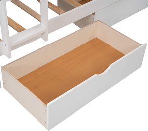 Letto in pino letto matrimoniale letto a castello a forma di <span class=keywords><strong>L</strong></span> con 2 cassetti e 2 scale - Product Image 4