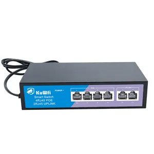 Çin KuWFi inşa 52V 65W güç mini 4port RJ45 poe 2port RJ45 RJ45 6port 100Mbps akıllı POE anahtarları