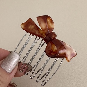 Accesorios para el Cabello de Estilo Coreano, Acetato, Diseño Geométrico Clásico, Color Chocolate con Leche, Pasadores Laterales para el Cabello - Product Image 4