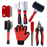 Kit de toilettage pour animaux de compagnie 8 en 1, portable, pour chien et chat, outil de nettoyage et de démêlage des poils, avec coupe-ongles, peigne, gant et sac de rangement de voyage