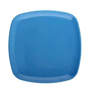 จานเมลามีนทรงเหลี่ยมสำหรับตั้งแคมป์,แผ่นพลาสติกเคลือบด้านบนแผ่นสีฟ้าส่งตรงจากโรงงาน