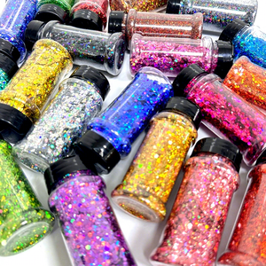 Set di 24 Colori di Glitter in Barattoli da 2oz, Glitter Olografico Grossolano all'Ingrosso per Tumbler, Resina, Slime, Artigianato e Decorazioni Natalizie - Product Image 1