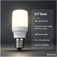 Fabricante de Bombillas LED E17 Mini de Bajo Costo, 3W 4W AC85-265V, 360° Completo °   Luz LED tipo maíz de 28*67mm para soldadura por onda de luz