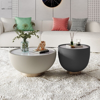 Table basse ronde en cuir de style américain simple pour appartement, table basse nordique de luxe pour le salon