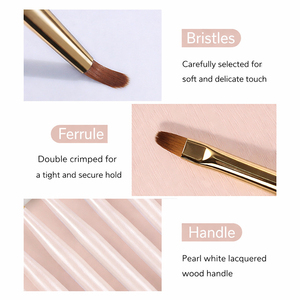 Ensemble de pinceaux à ongles en métal blanc nacré avec manche, poils en nylon haute densité, pointe liner pour manucure de luxe, coffret cadeau, salon de beauté, peinture - Product Image 4