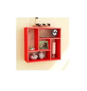 La librería de madera maciza moderna de Du, diseño montado en la pared, ahorro de espacio, acabado rojo, moderno y elegante - Product Image 1