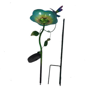 Solar Garden <b>Bird</b> <b>Feeder</b> With Dragonfly Design Metal Stake Outdoor Lighting Water Resistant LED Light Rechargeable - Product Image 2