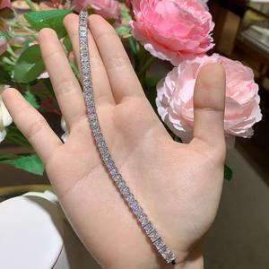 Style classique 14K Plaqué Or VVS Moissanite Tennis Bracelet Carré Diamante Bijoux De Mode Pendentif Plaqué Rhodium - Product Image 3